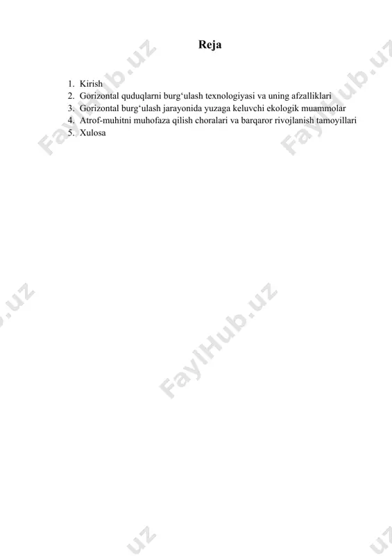 gorizontal quduqlarni burg‘ulash texnologiyasi — DOCX