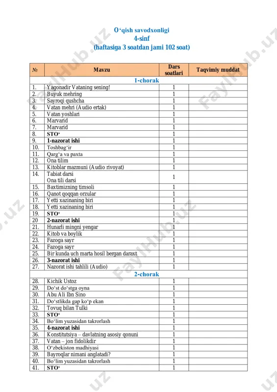 o'qish savodxonligi 4-sinf 2025-2026 — PDF