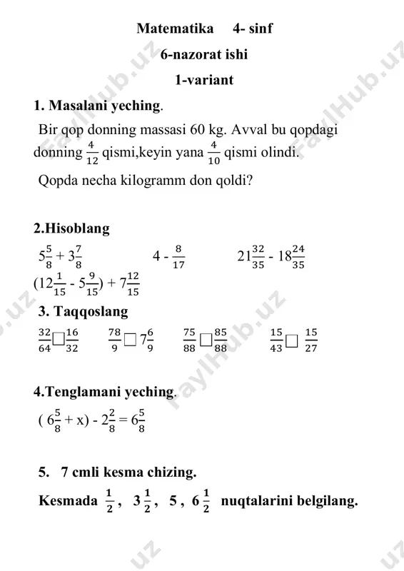 6- nazorat ishi matem 4- sinf — PDF