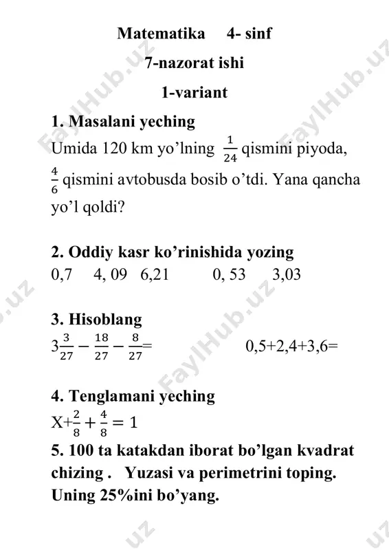 7- nazorat ishi matem 4- sinf — PDF