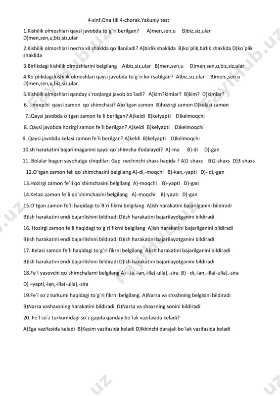 4s.4-ch.yakuniy test — PDF