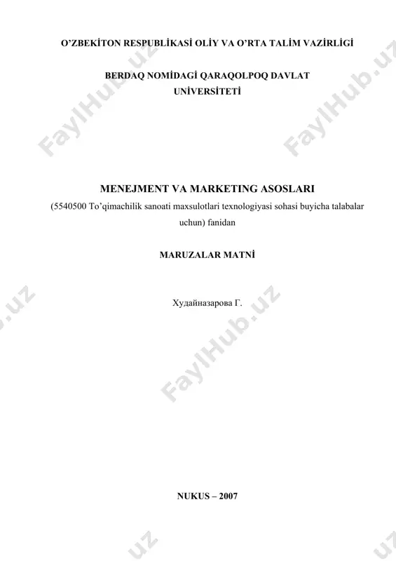 menejment va marketing asoslari — PDF