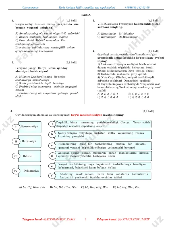 tarix-sertifikat test — PDF