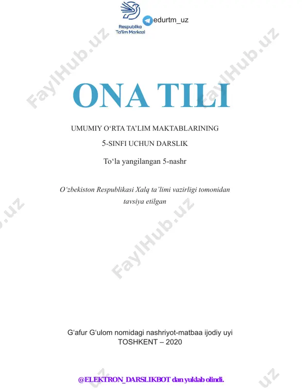 5-sinf ona-tili 2020 (@elekton_darslikbot) — PDF
