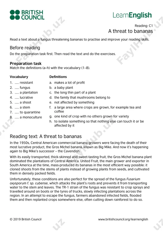 learnenglish-reading-c1-a-threat-to-bananas — PDF