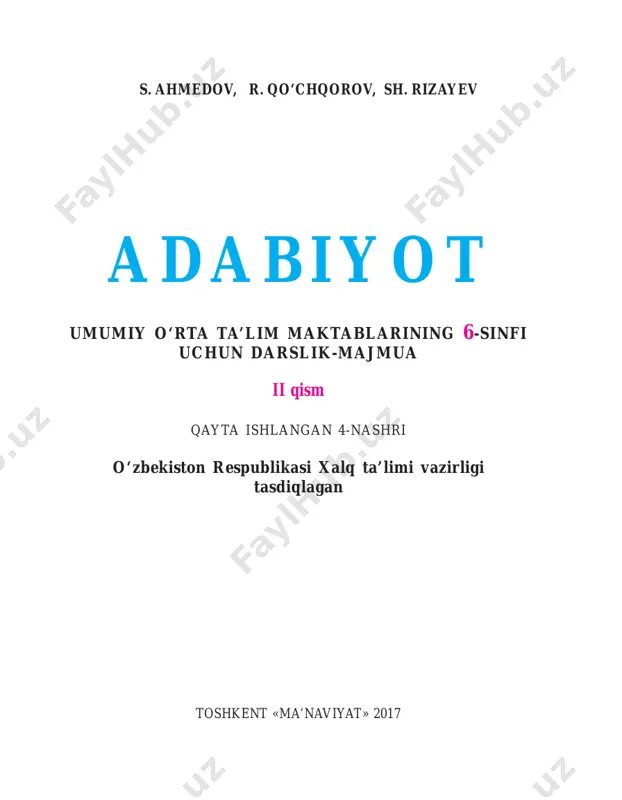 6-sinf adabiyot darslik 2-qism (yangi) — PDF