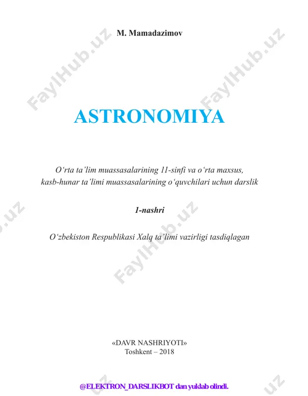 11-sinf astronomiya 2018 (@elekton_darslikbot) — PDF