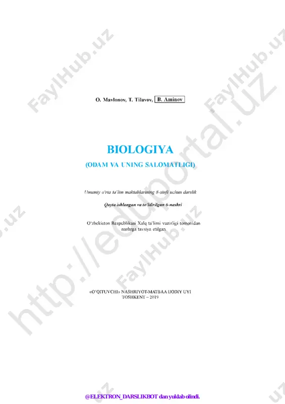 8-sinf odam va uning salomatligi 2019 (@elekton_darslikbot) — PDF