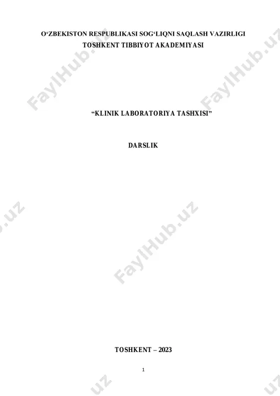 klinik laboratoriya tashxisi darslik — PDF