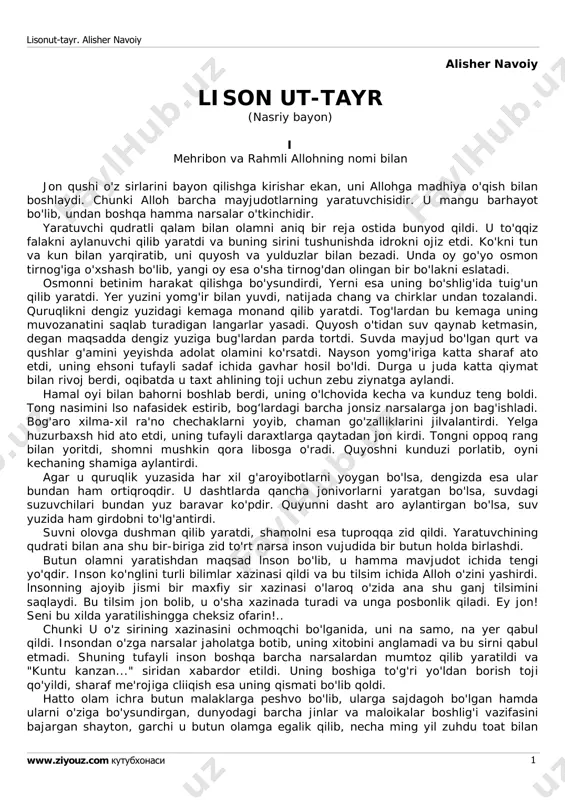 alisher navoiy. lison ut-tayr — PDF