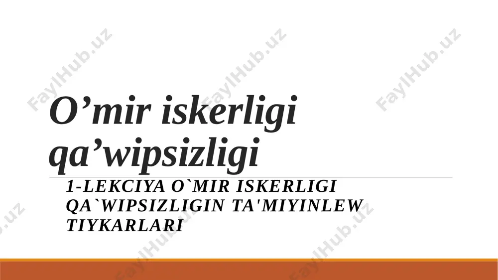 o’mir iskerligi qa’wipsizligi 2018 slayd — PPTX
