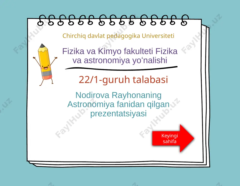 fizika va kimyo fakulteti fizika va astronomiya yoʻnalishi — PPTX