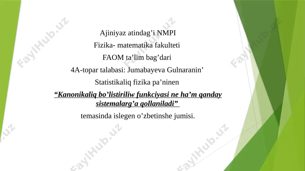 jumabayeva g. ózbetinshe jumıs — PPTX