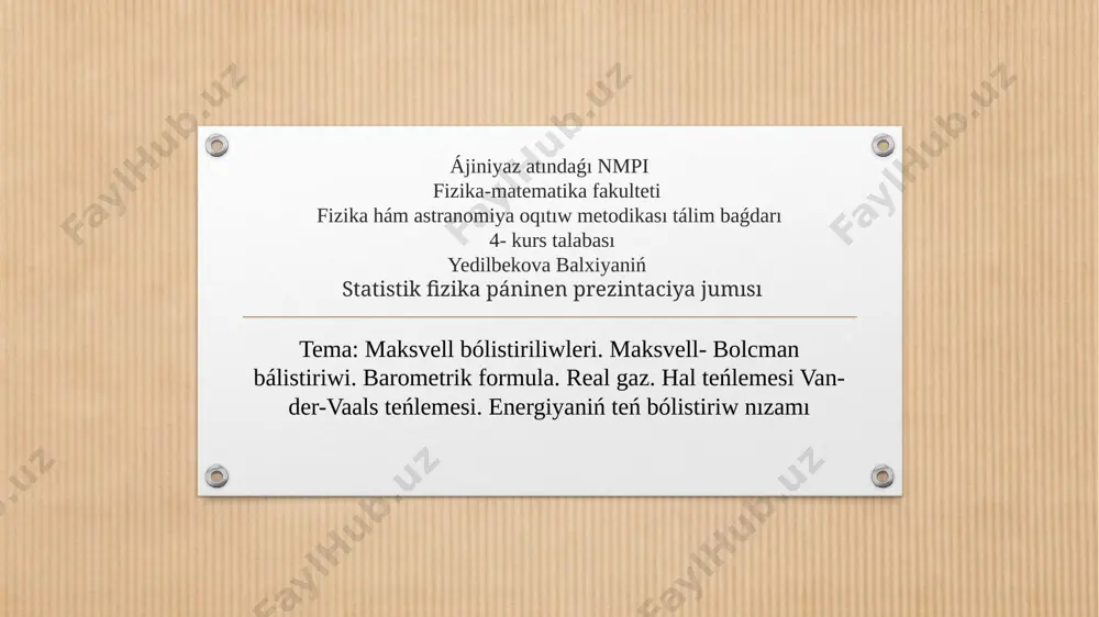 yedilbekova balxıyanıń ózbetinshe jumısı — PPTX