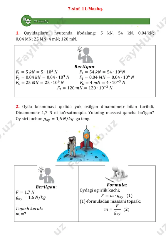 7 sinf 11-mashq yechim — PDF