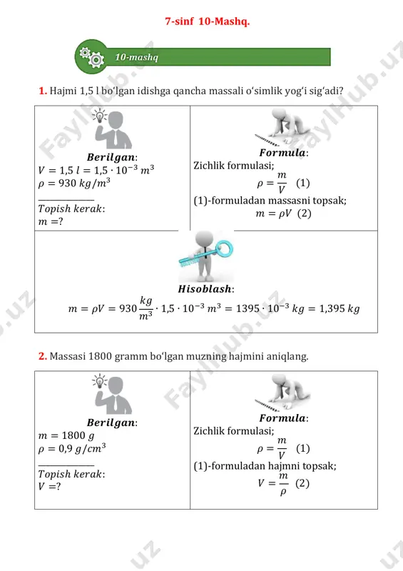 7 sinf 10-mashq yechim — PDF