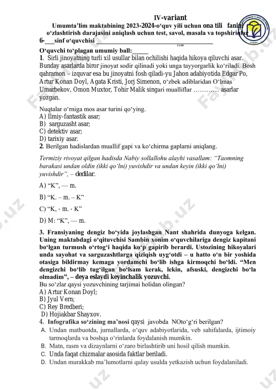 6 ona tili 4 var — PDF