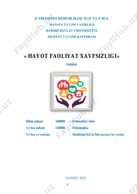 hayot faoliyati xavfsizligi fanidan majmua+ — PDF