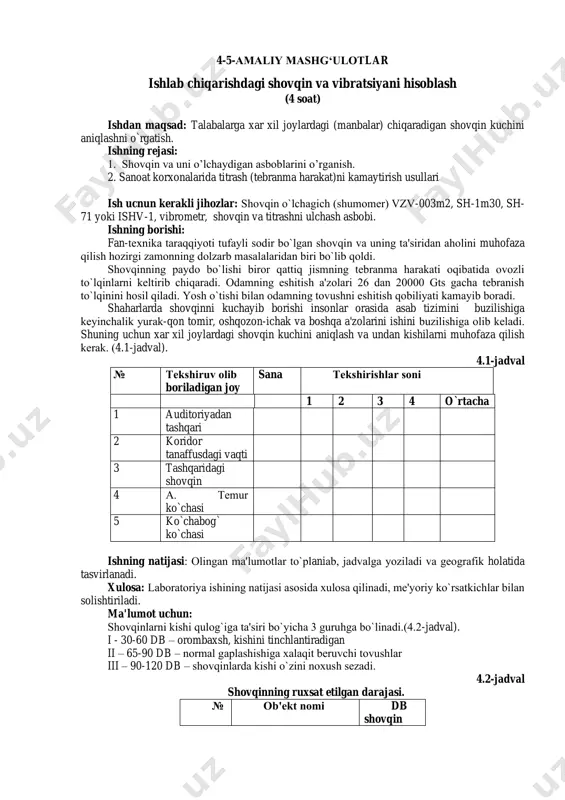 ishlab chiqarishdagi shovqin va vibratsiyani hisoblash+ — PDF
