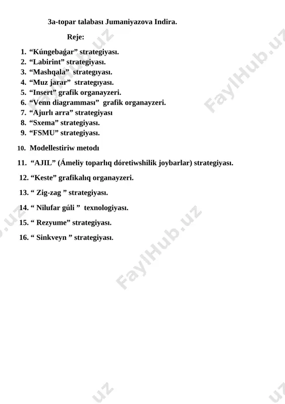 indira fom metodlar — DOCX