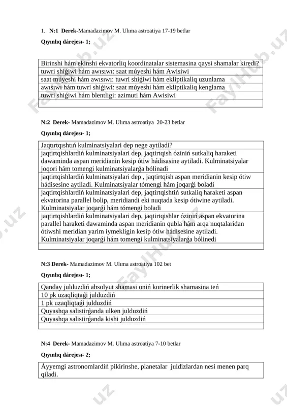 astronomiya kursi (umumiy astronomiya) (274) — DOCX