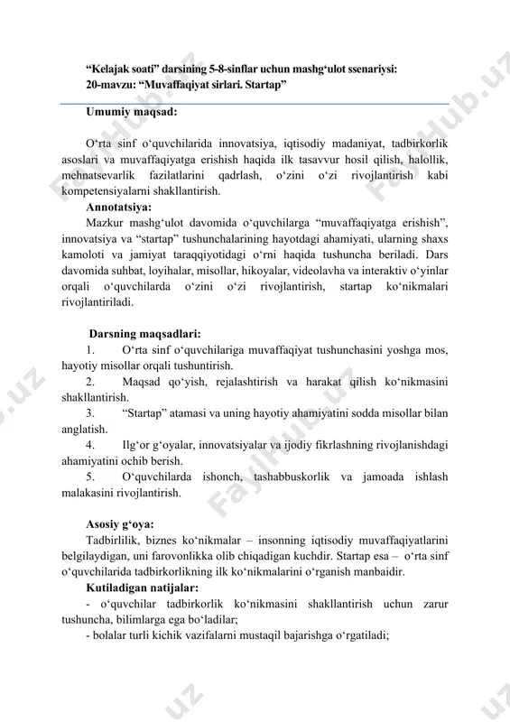kelajak soati 5-8-sinf 20-mavzu — PDF