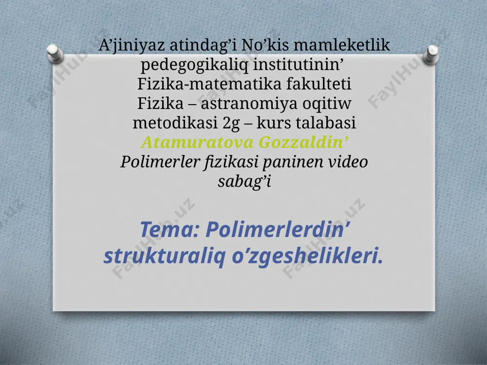 atamuratova gozzal — PPTX