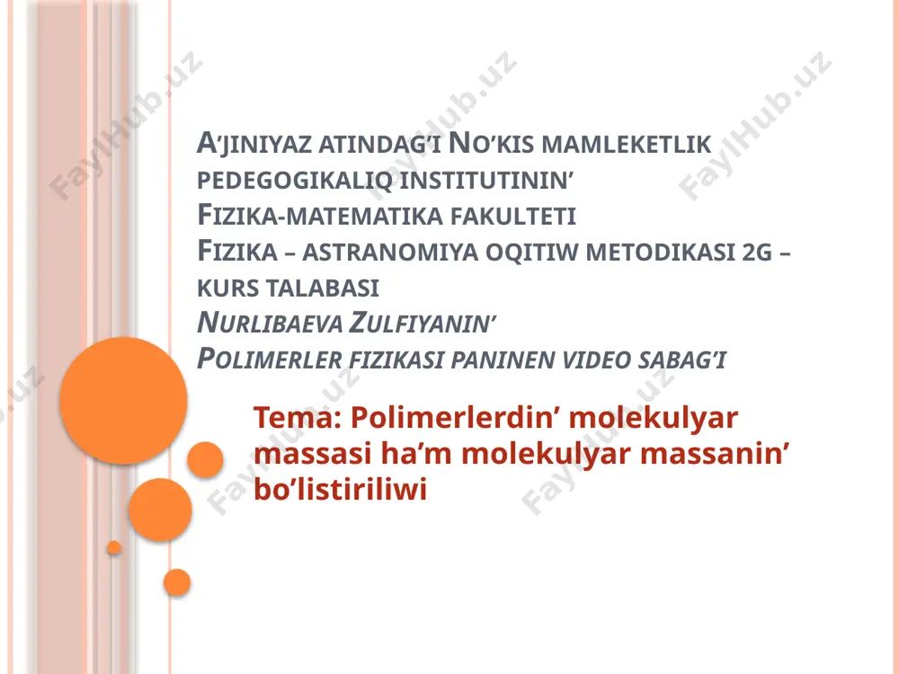 polimer fizikasi — PPTX