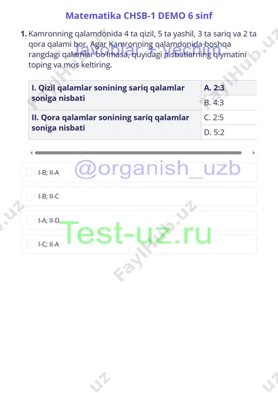 matematika 6 sinf chsb-1 demo — PDF