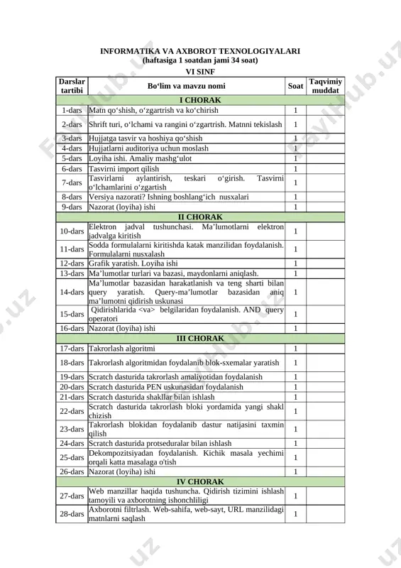 6-sinf informatika yillik 2025-2026 @e_baza_ishreja — XLSX