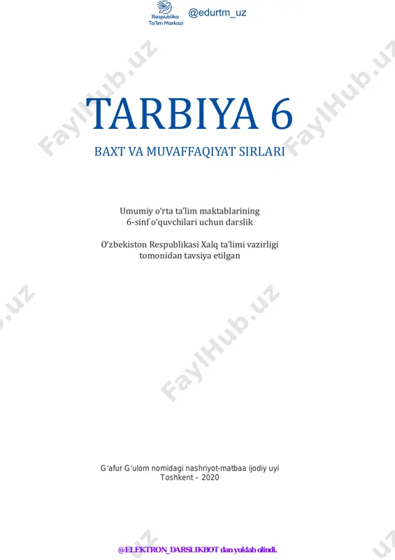 6-sinf tarbiya 2020 (@elekton_darslikbot) — PDF