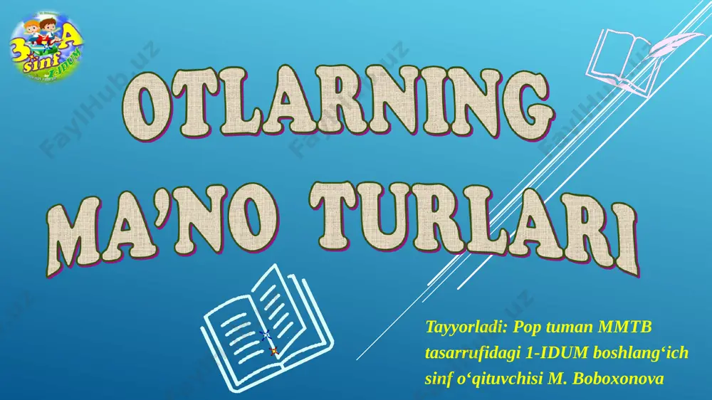 ona tili 3-sinf otlarning ma'no turlari m. boboxonova — PPT