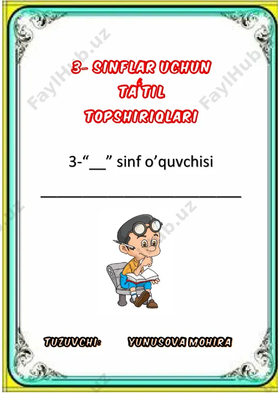 3- sinflar uchun ta'til topshiriqlari — PDF