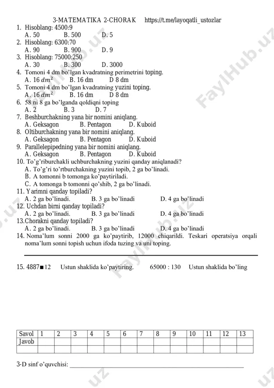 matematika 2-chorak — PDF