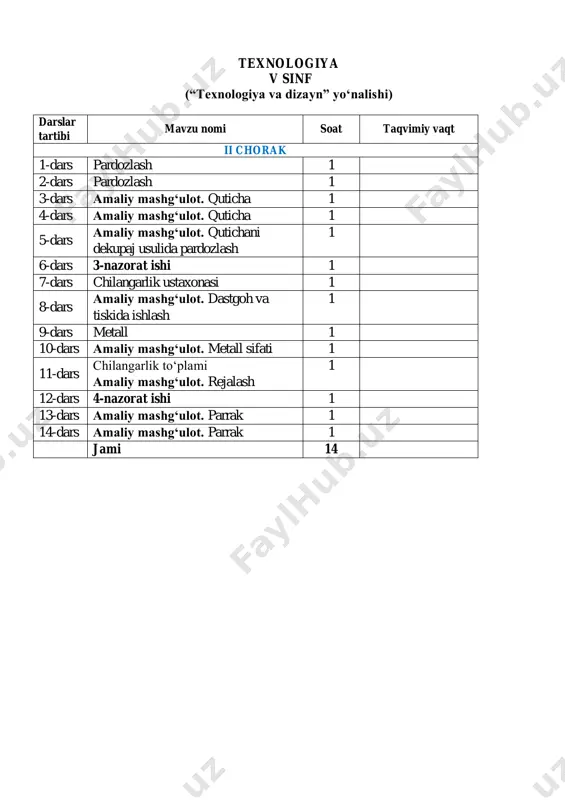 texnologiya 5-sinf texnologiya va dizayn — PDF