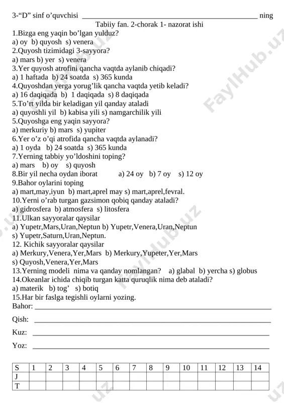 firdavs.tabbiy fan test 2-chorak — DOCX