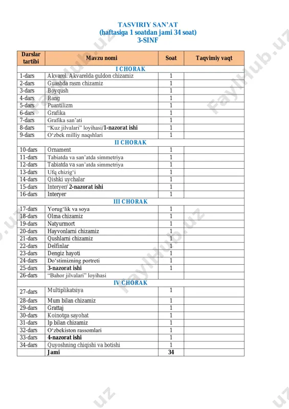 tasviriy san’at 3-sinf 2025-2026 — PDF