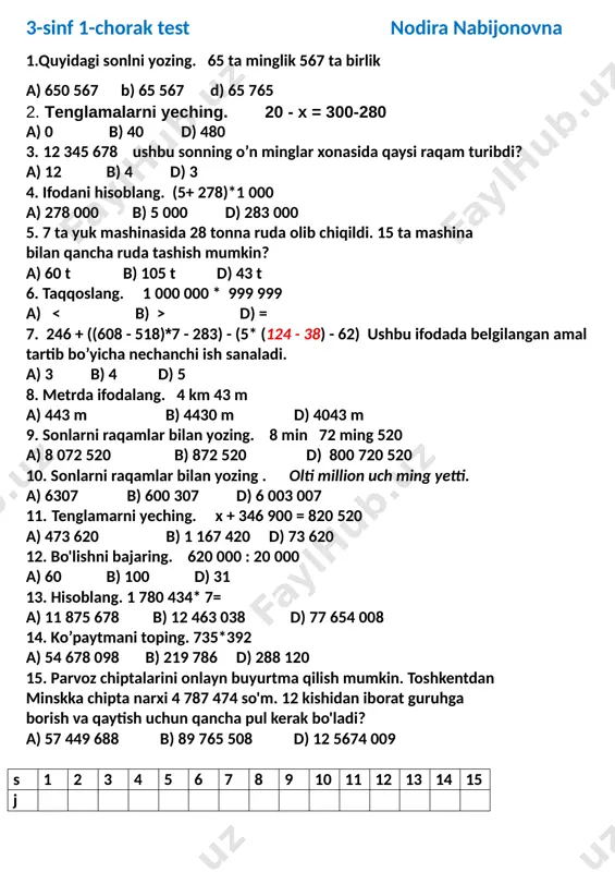 3-sinf test 1-chorak snn — DOCX