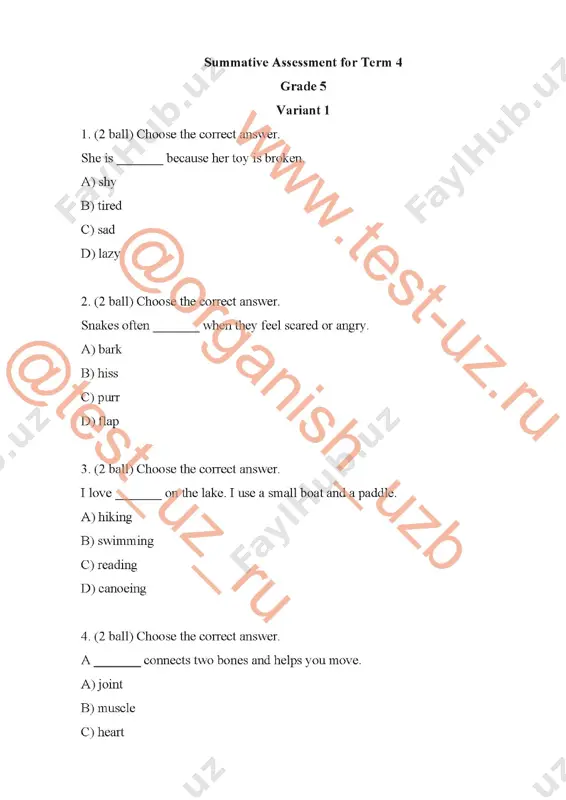 5 sinf english chsb-4 var 1 — PDF