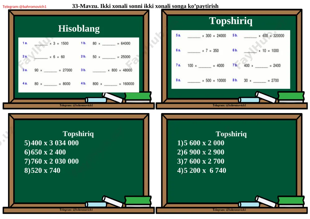 3-sinf matematika 33-mavzu tarqatma — DOCX