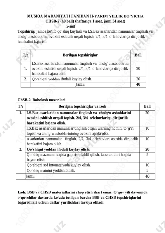 5-sinf musiqa 2-chsb @summativ_formativ_baholash — PDF