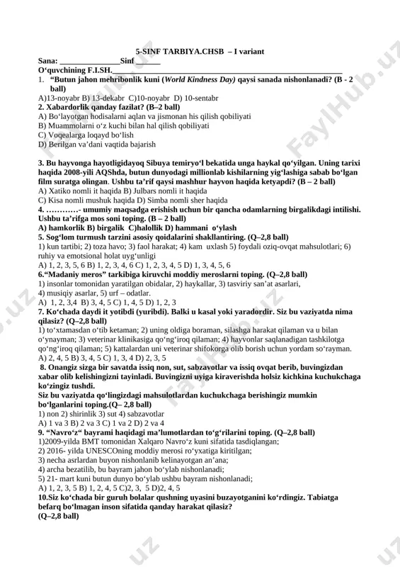 5-sinf orginal — DOCX