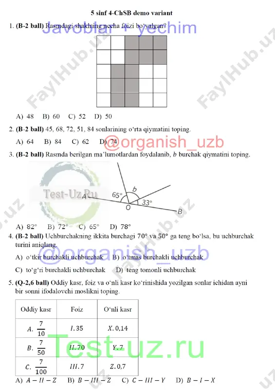 5 sinf matematika chsb-4 demo — DOCX