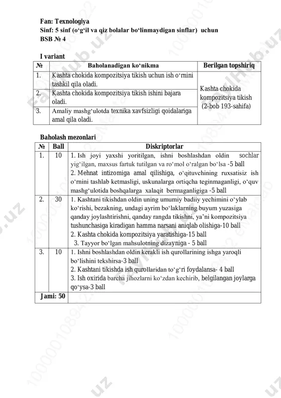 5_sinf_texnologiya_bo'linmaydigan_4_bsb_@summativ_formativ_baholash — PDF