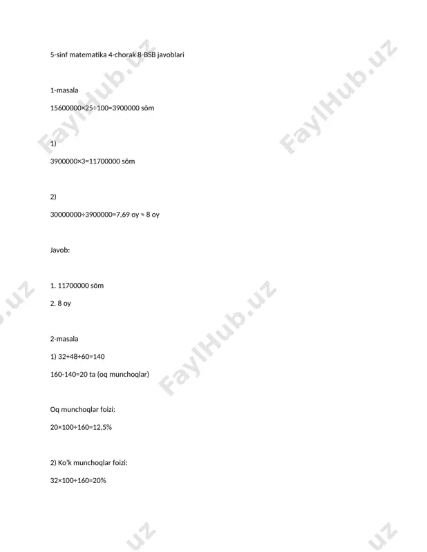 5-sinf matem 8-bsb javoblari 4-chorak — DOCX
