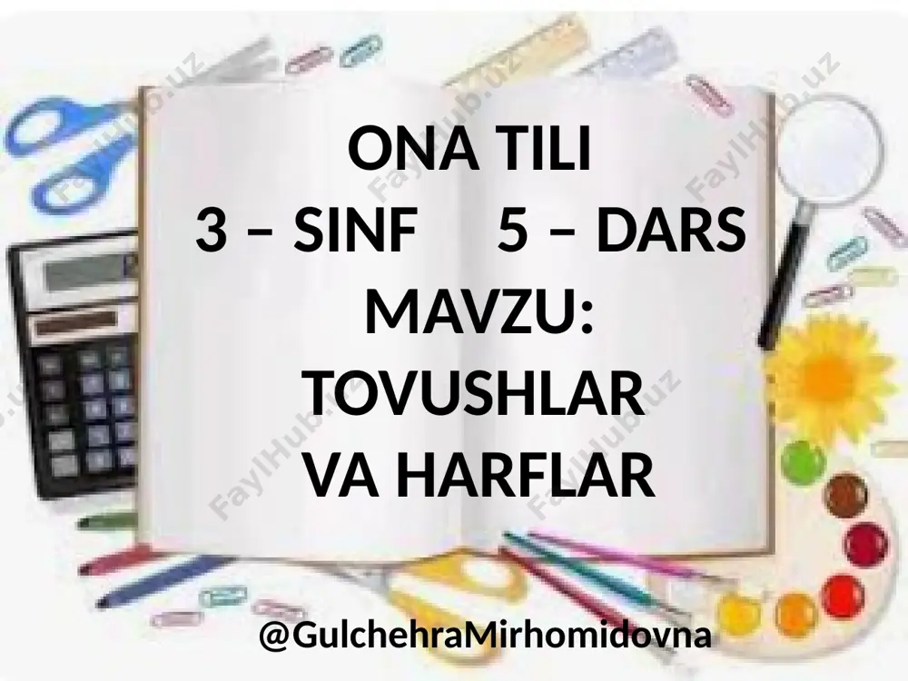 ona tili 3-sinf 5-dars tovushlar va harflar — PPTX