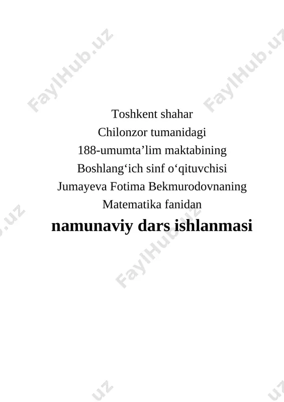dars ishlanma jumayeva f.b — DOCX