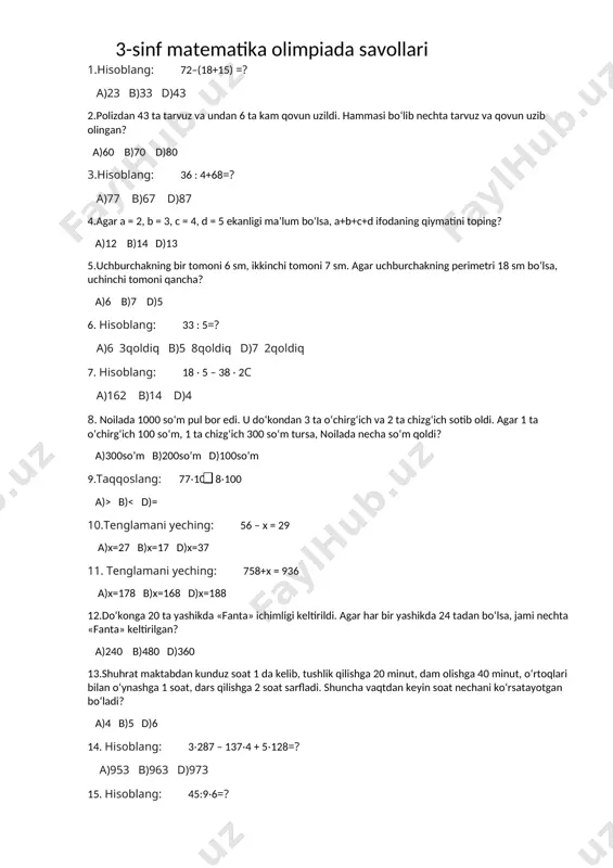 3-sinf — DOCX