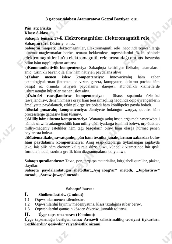 atamuratova gozzal ( elektromagnitler ) — DOCX
