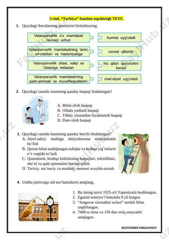 5-sinf. topshiriqli nazorat ishi — DOCX